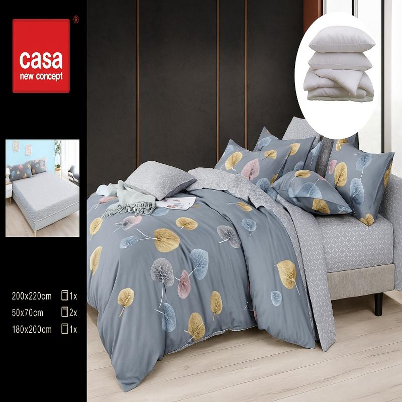 Set Complet: Lenjerie Bumbac Satinat + Pilotă cu 2 Perne, 1007-4 P