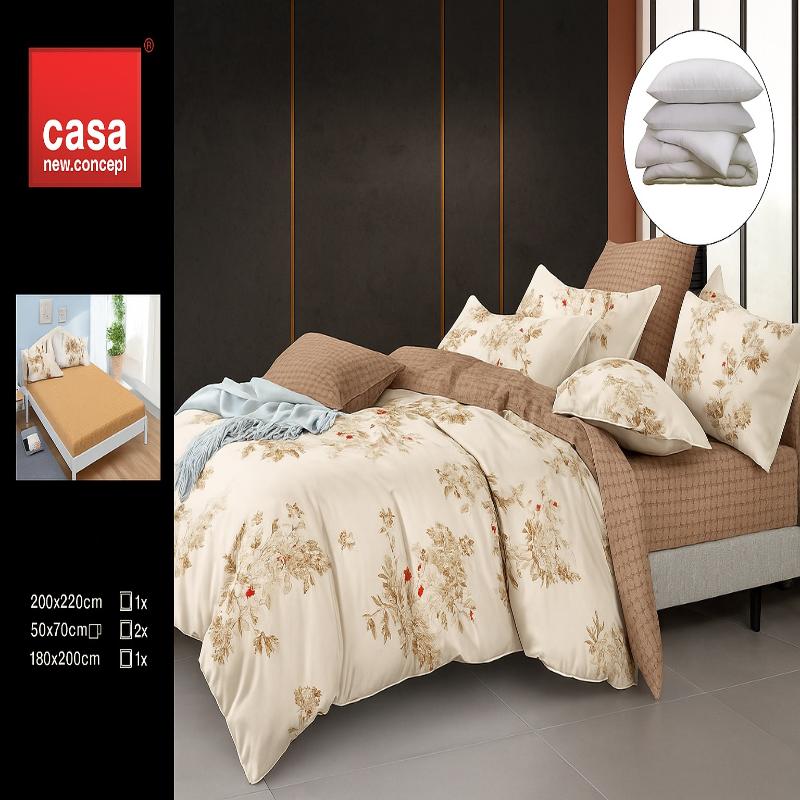 Set Complet: Lenjerie Bumbac Satinat + Pilotă cu 2 Perne, 1007-8 P