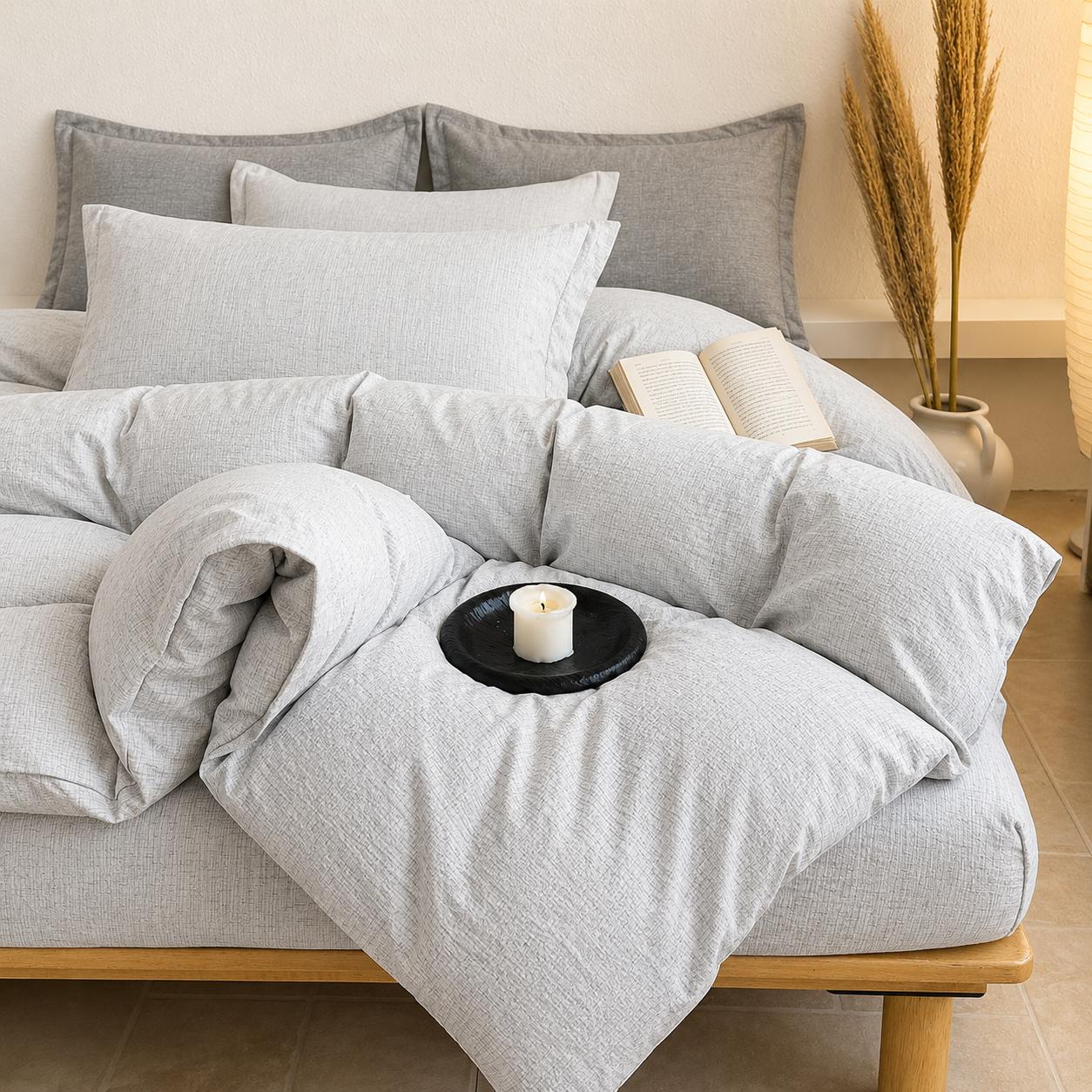 Lenjerie de pat dublă 4 piese, cu imprimeu modern, material fin și răcoros, cu elastic și fermoar-RO-8-20-U8