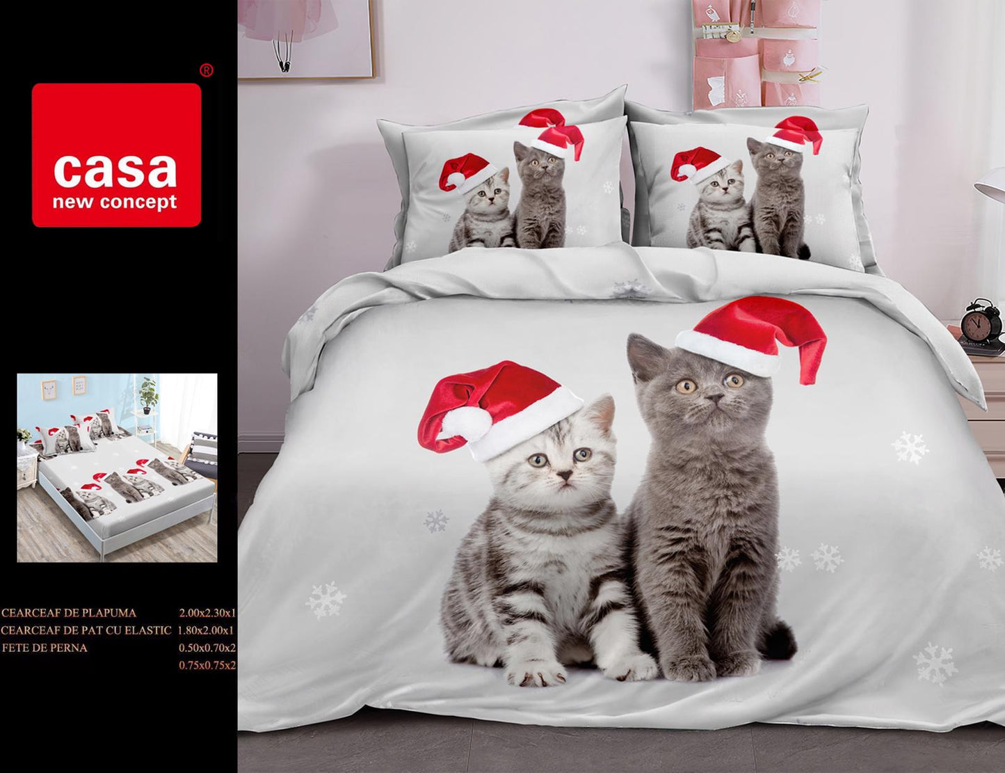 Lenjerie de pat 6 piese Crăciun din bumbac finet – cnc-xmas6