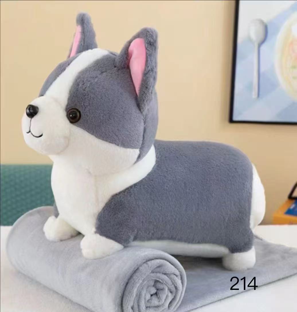 Set Pernă + Păturică 2în1 pentru Copii – Model catel corgi – Păturică 100x180cm