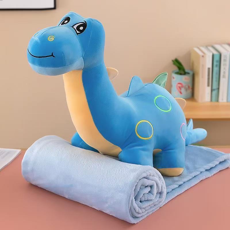 Set Pernă + Păturică 2în1 pentru Copii – Model dinozaur gat lung – Păturică 100x180cm