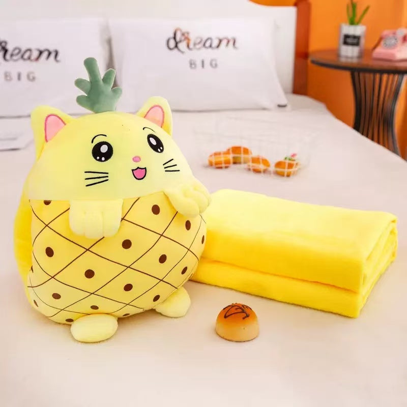 Set Pernă + Păturică 2în1 pentru Copii – Model animale fructe – Păturică 100x180cm