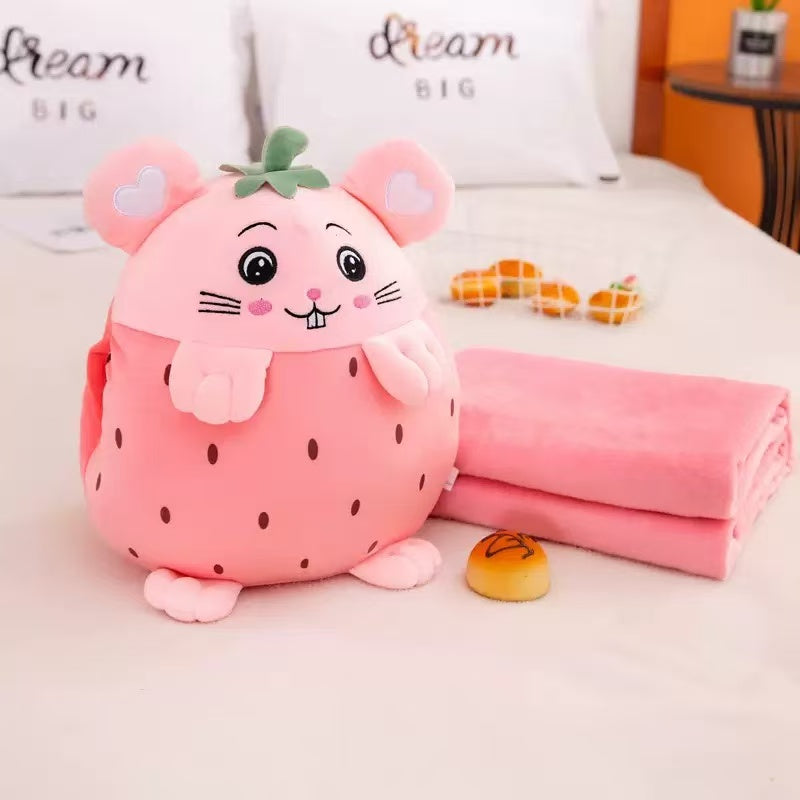 Set Pernă + Păturică 2în1 pentru Copii – Model animale fructe – Păturică 100x180cm