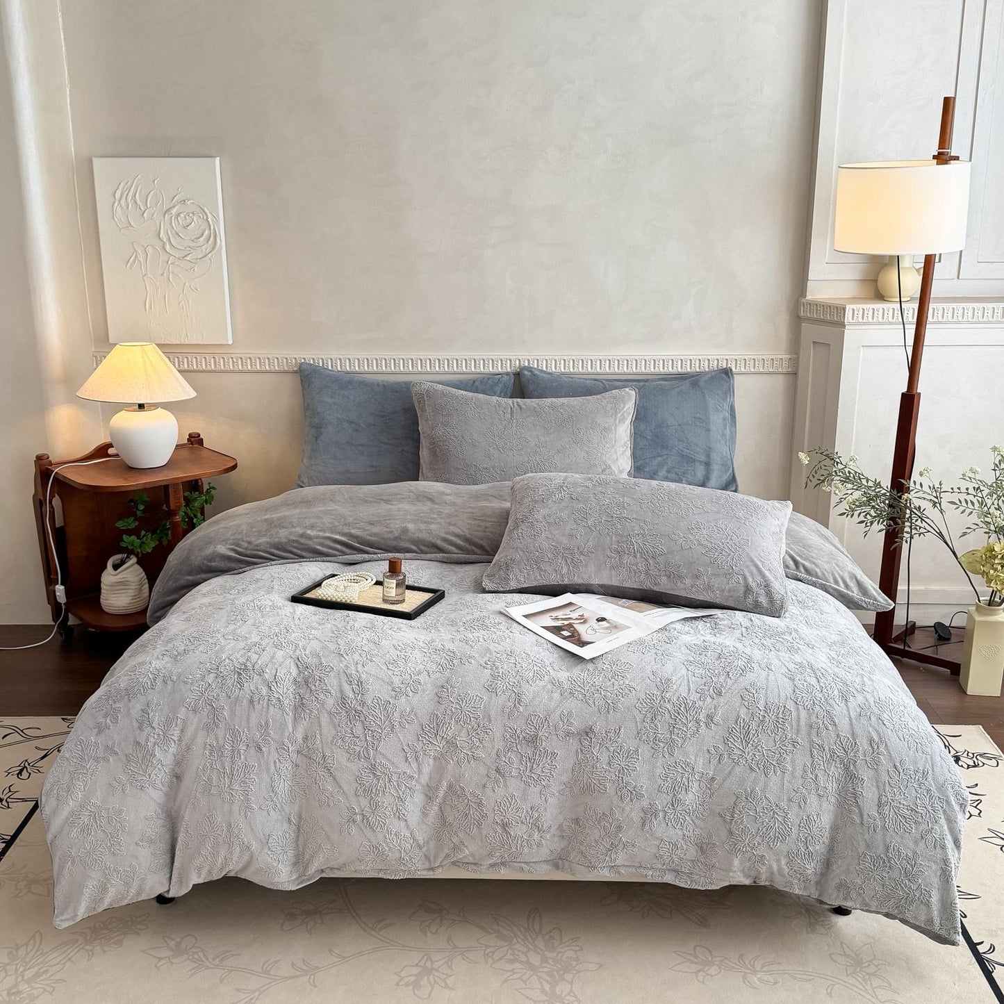 Set Pilota Cocolino Premium 3D - Gri ,  200x230 cm + 2 Fețe de Pernă 50x70 cm – Groasă, Moale, Ideală pentru Iarnă