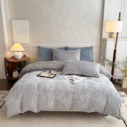 Set Pilota Cocolino Premium 3D - Gri ,  200x230 cm + 2 Fețe de Pernă 50x70 cm – Groasă, Moale, Ideală pentru Iarnă
