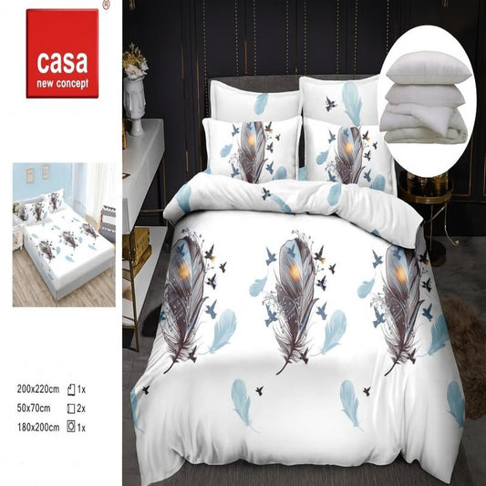 Set Complet: Lenjerie Bumbac Satinat + Pilotă cu 2 Perne, 1007-2 P