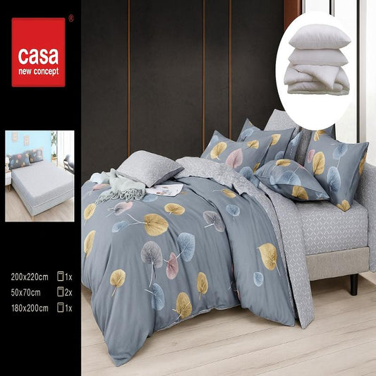 Set Complet: Lenjerie Bumbac Satinat + Pilotă cu 2 Perne, 1007-4 P