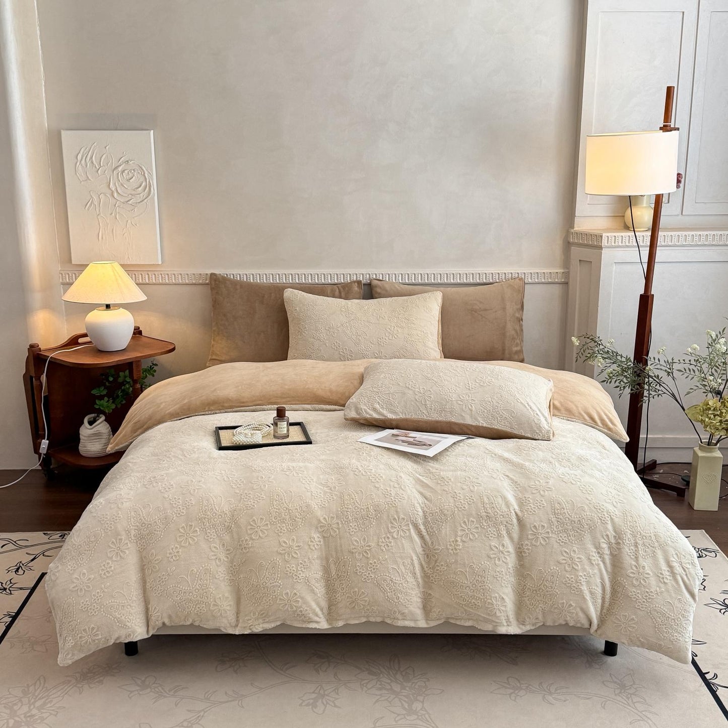 Set Pilota Cocolino Premium 3D - Crem,  200x230 cm + 2 Fețe de Pernă 50x70 cm – Groasă, Moale, Ideală pentru Iarnă