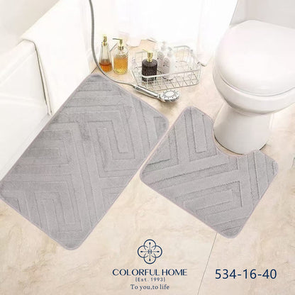 Set 2 Covorașe Baie Antiderapante - Model Chevron- 4 culori