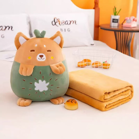 Set Pernă + Păturică 2în1 pentru Copii – Model animale fructe –  Păturică 100x180cm