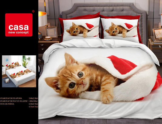 Lenjerie de pat 6 piese Crăciun din bumbac finet – cnc-xmas2