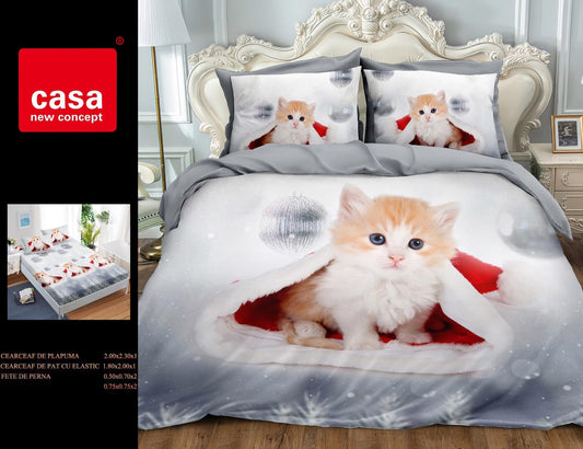 Lenjerie de pat 6 piese Crăciun din bumbac finet – cnc-xmas5