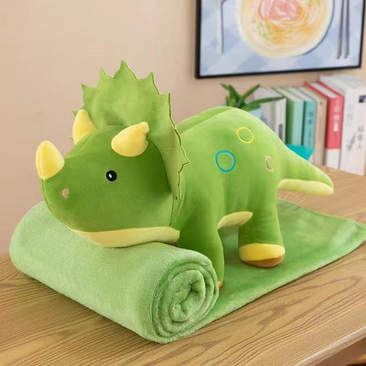 Set Pernă + Păturică 2în1 pentru Copii – Model dinozaur rinocer –  Păturică 100x180cm