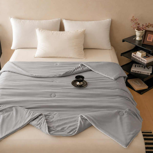 Pilotă de Vară Luxury 200x230 cm, Efect Mătase, Umplutură Siliconizată – Gri Perlat