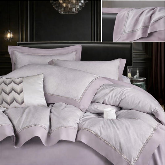 Lenjerie de Pat din Bumbac Satinat Premium, 4 Piese, BS09