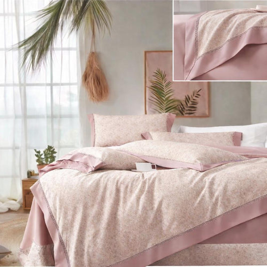 Lenjerie de Pat din Bumbac Satinat Premium, 4 Piese, BS11