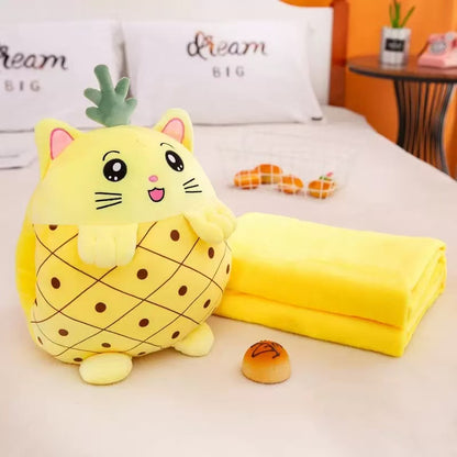 Set Pernă + Păturică 2în1 pentru Copii – Model animale fructe –  Păturică 100x180cm